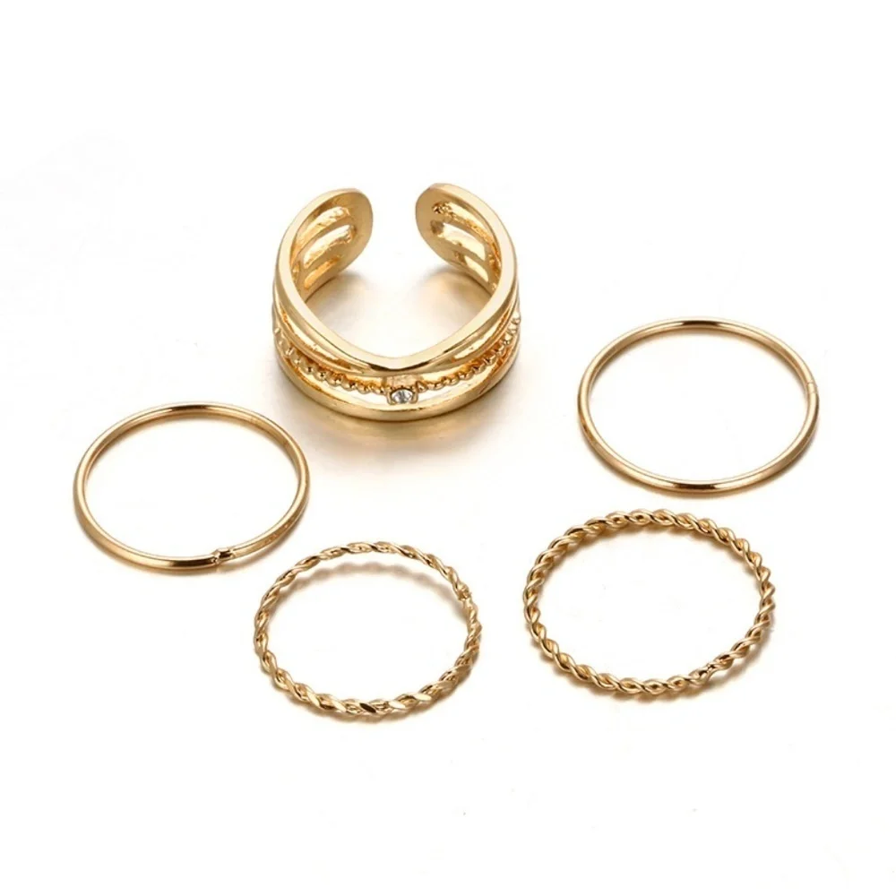 *DEASIA* 5-Pc Gold Minimalist Fashion Ring Set
